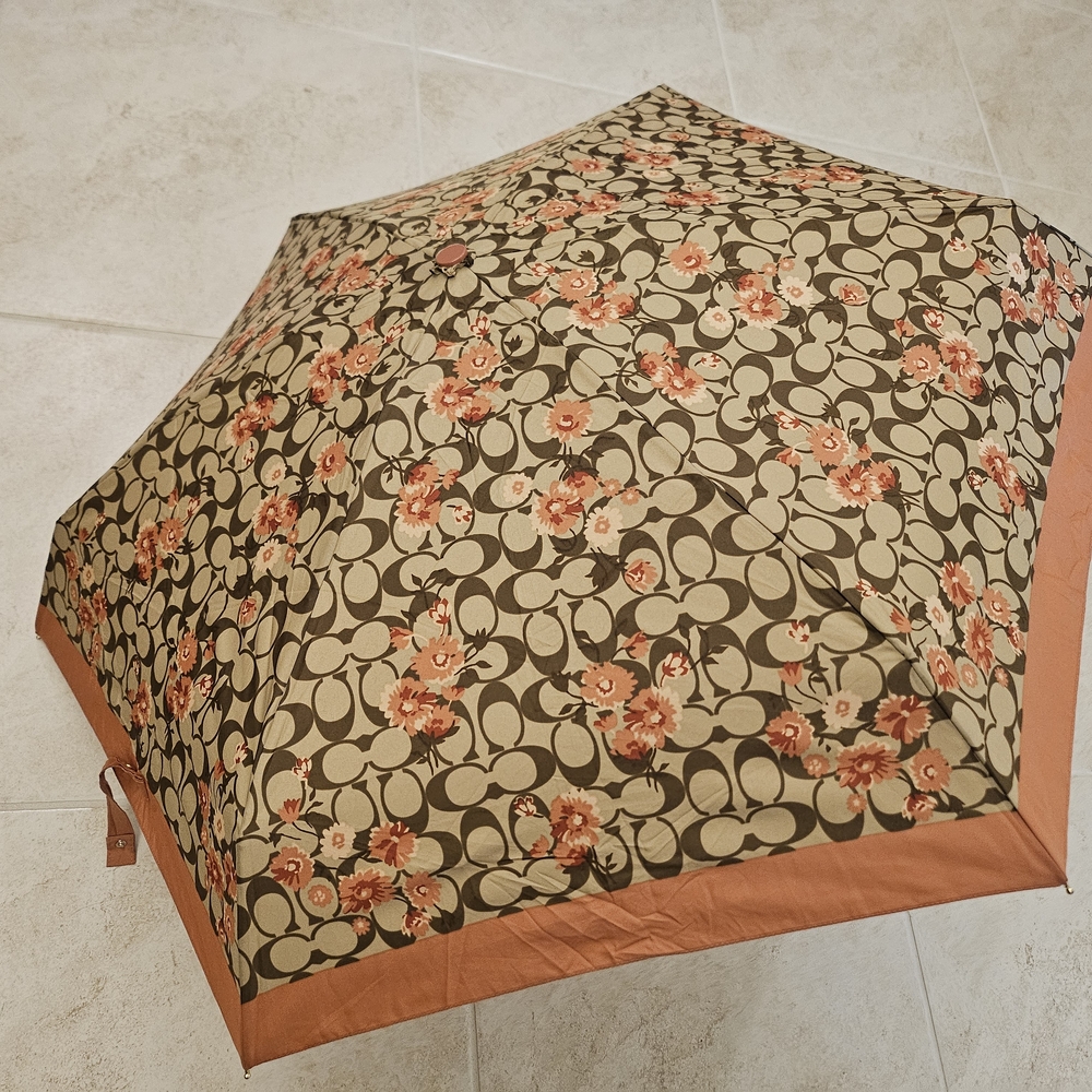 Coach Floral Patterned Umbrella - Brown and Orange